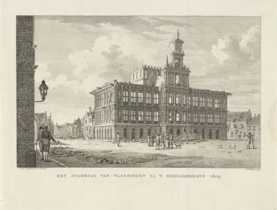 Het gebombardeerde stadhuis van Vlissingen, 1809