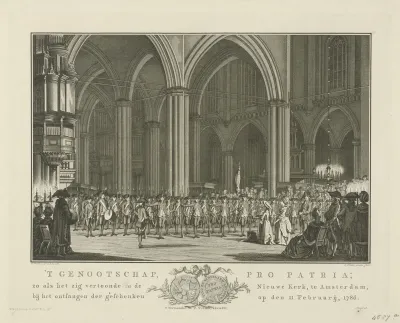 Het genootschap Pro Patria, in de Nieuwe Kerk te Amsterdam, op 11 februari 1786