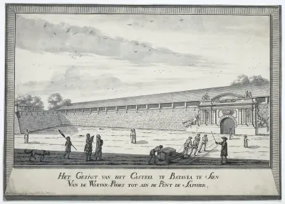 Het Gezigt van het Casteel te Batavia te Sien van de Waeter-Poort tot aen de Punt de Saphier