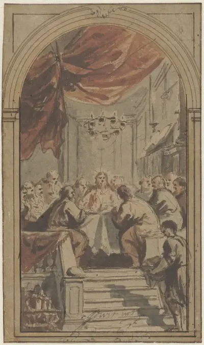 Het Heilig Avondmaal, voorgesteld in de opperzaal