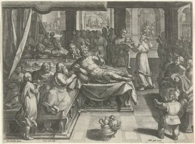 Het hoofd van Johannes de Doper wordt naar Herodes gebracht