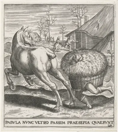 Het hooi loopt het paard achterna