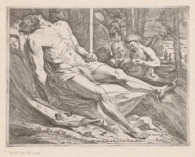 Het lichaam van Christus beweend door engelen