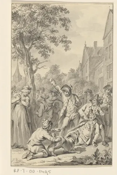 Het lijk van de Leidse patriot, emeritus remonstrantse predikant P. van den Bosch te Zoetermeer mishandeld, november 1787