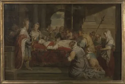 Het opgebaarde lichaam van de fiere Margriet