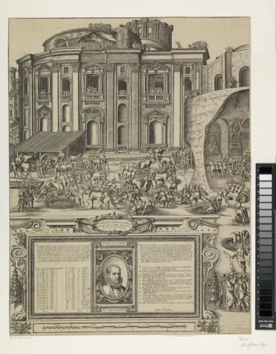 Het oprichten van de obelisk op het St. Pietersplein
