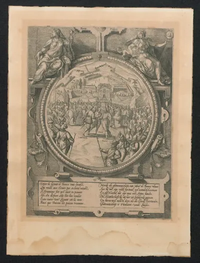 Het overmaken van de sleutels van de citadel door Bourse aan Liedekercke op 23 augustus 1577
