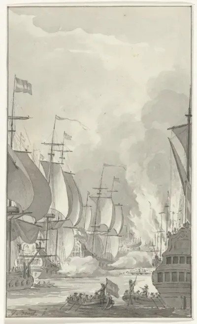 Het overvaren van de ketting in de Medway, 1667