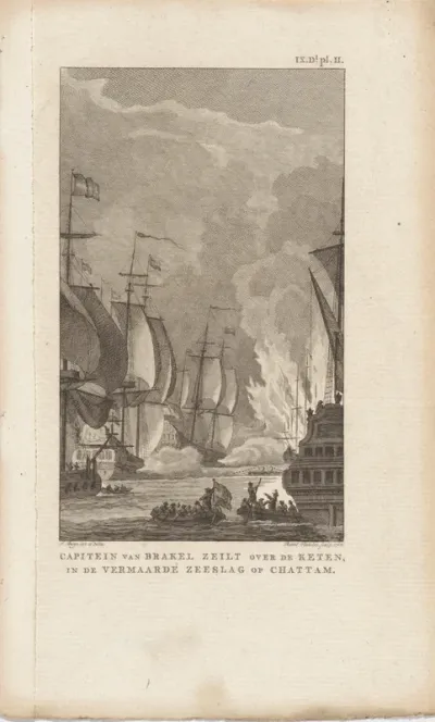 Het overvaren van de ketting in de Medway, 1667