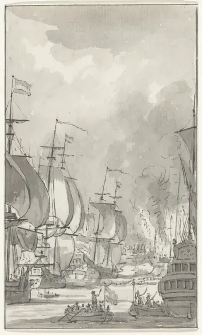 Het overvaren van de ketting in de Medway, 1667
