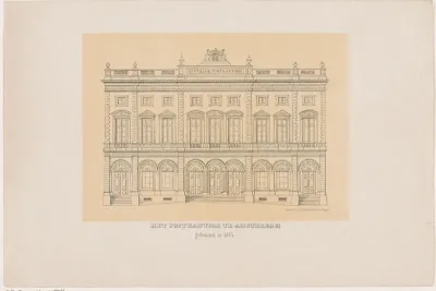 Het Postkantoor te Amsterdam gebouwd in 1855