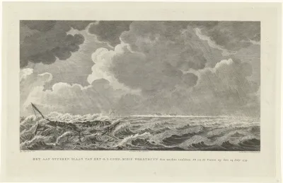 Het schip Woestduin slaat aan stukken, 1779