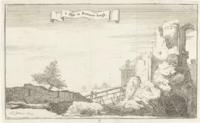 Het slot Kronenburg, verwoest door de Fransen in 1672