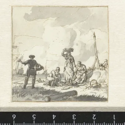 Het sorteren van vis op het strand
