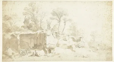 Het uitgraven van antieke ruïnes