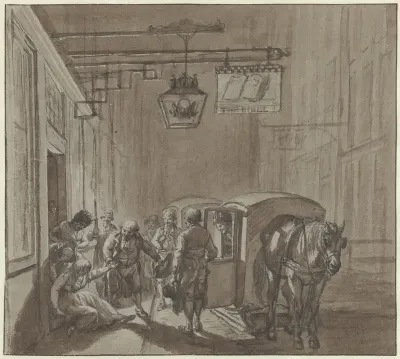 Het verlaten van de herberg