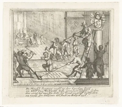 Het vernielen van de graven van de familie De Witt in de kerken van Den Haag, 1672