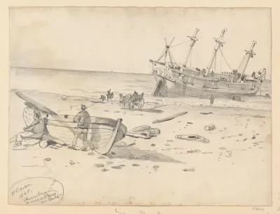 Het wrak van het schip Reliance voor de Franse kust