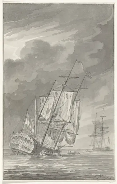 Het zinkende schip Holland, 1781