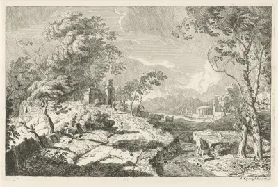 Heuvelachtig landschap in de storm