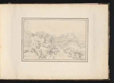 Heuvelachtig landschap met een gebouw te Belmonte