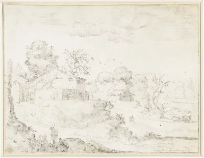 Heuvelachtig landschap met enkele boerderijen