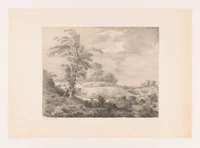 Heuvelachtig landschap met rustende figuren