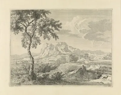 Heuvelachtig landschap met twee baders