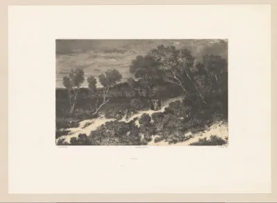 Heuvelachtig landschap met wandelende mensen