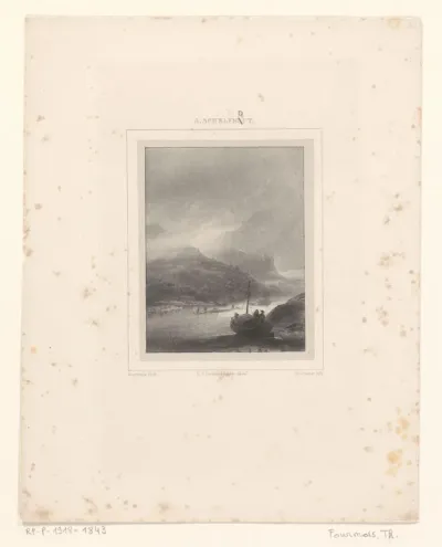 Heuvellandschap met boot op een rivier