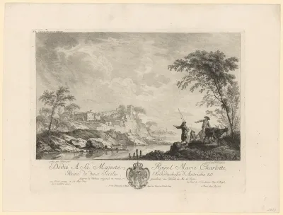 Heuvellandschap met dorpen en vissers bij een rivier