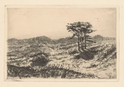 Heuvellandschap met drie dennen