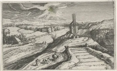 Heuvellandschap met een windmolen