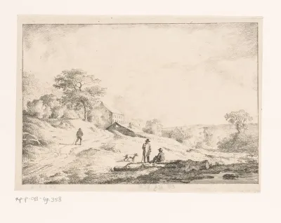 Heuvellandschap met figuren