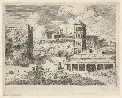 Heuvellandschap met gezicht op een stad