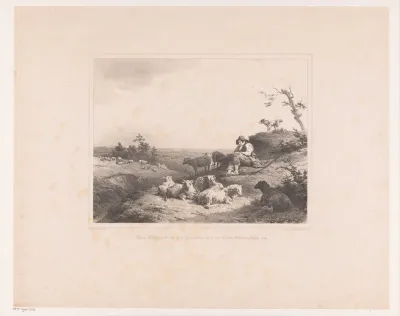 Heuvellandschap met herder en kudde