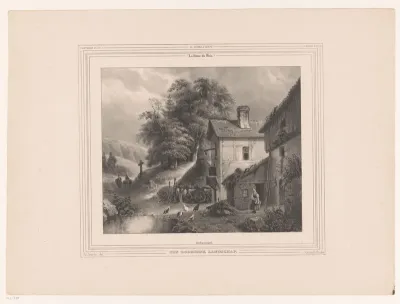 Heuvellandschap met huis gelegen aan een waterplas
