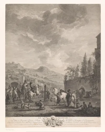 Heuvellandschap met marktplein