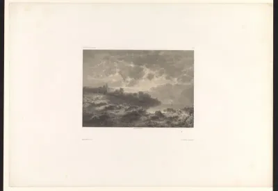 Heuvellandschap met meer en doorbrekende zon