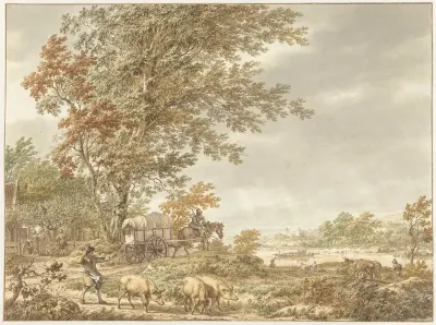 Heuvellandschap met varkenshoeder
