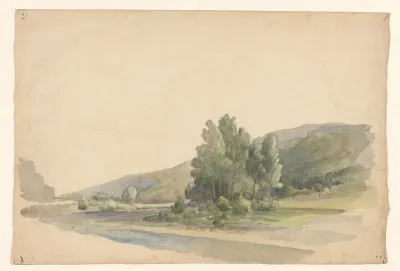 Heuvellandschap met water en bomen