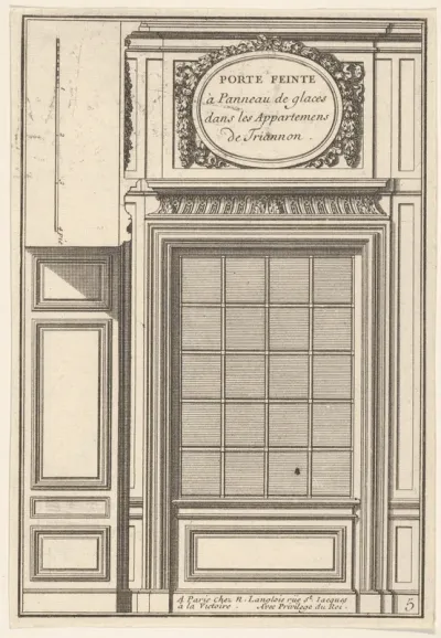 Hidden Door covered with a Mirror in the Trianon Palace, plate V from "Portes a Placard et Lambris"