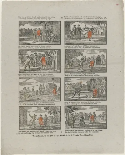 Hier kunt ge ô lieve jeugd, uit speelen zelfs iets [l]eeren, / Zoek nuttig tydverdryf, reeds by het vroeg begin, / En wil in 't zoet vermaak, de ed'le deugd waardeeren, / Dan kroond u 's hemels gunst, en uwer Oud'ren min