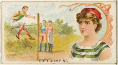 High Jumping, from the Games and Sports series (N165) for Old Judge Cigarettes