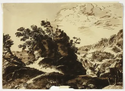 Hilly Landscape with Figure in Foreground