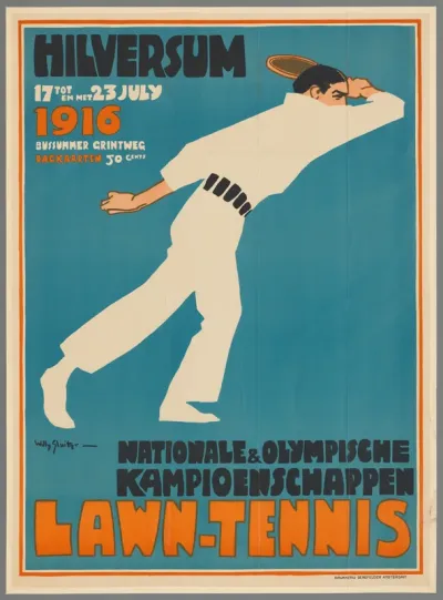Hilversum. Nationale & Olympische kampioenschappen lawn-tennis. 17 tot en met 23 juli 1916. Bussumer Grintweg