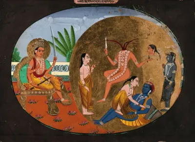 Hindu deities: Shiva, Chhinnamasta, Kamadeva and Rati