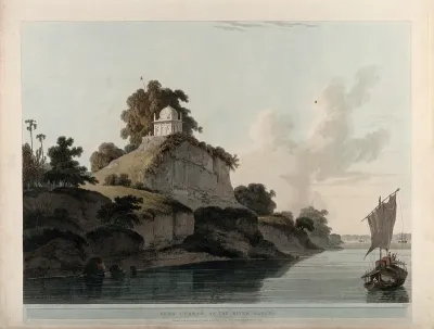 Hindu temple on the river Ganges, near Kara, Uttar Pradesh