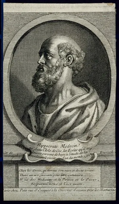 Hippocrates. Line engraving by G.E. Petit as successor to E. Desrochers after P. P. Rubens