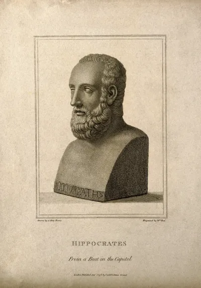 Hippocrates. Stipple engraving by M. Bovi, 1796, after A. Day